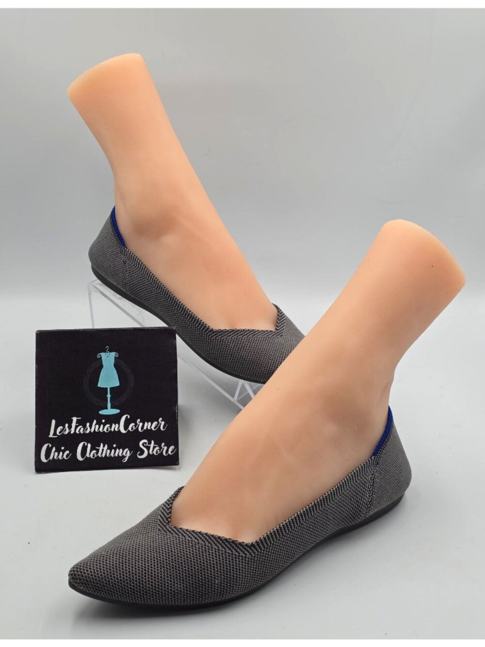Rothys Women's Gray  Blue Pointed-Toe Comfortable Flats Shoes Size 7 3838 - Picture 12 of 16